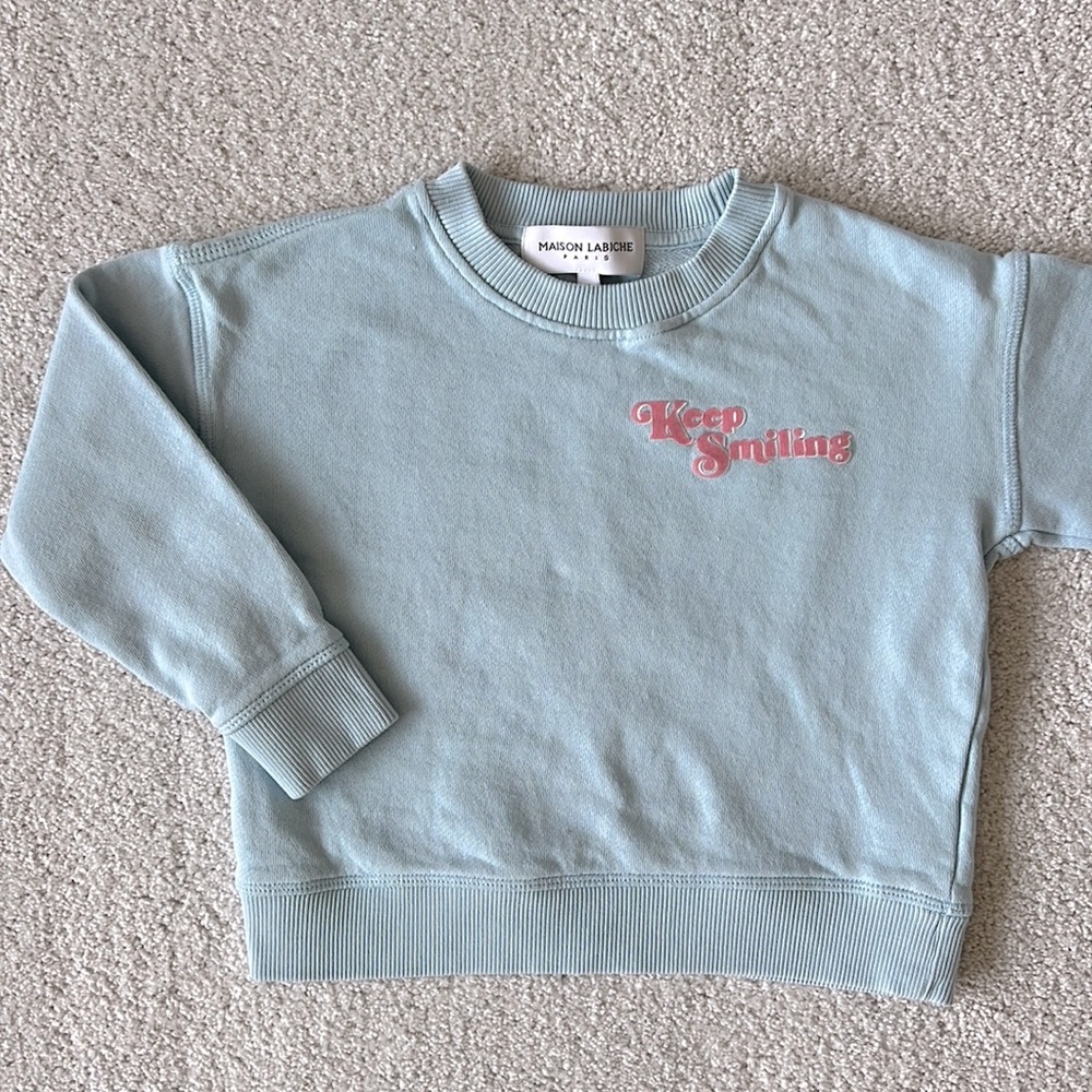 Girls Maison Labiche Sweatshirt “Keep Smiling” - light blue pink  - size 6​